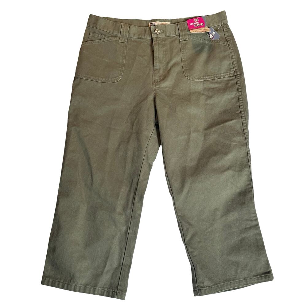 Y2K 2003 Faded Glory Cargo Capri Pants Sz 14 Seagreen NWT Vintage Deadstock